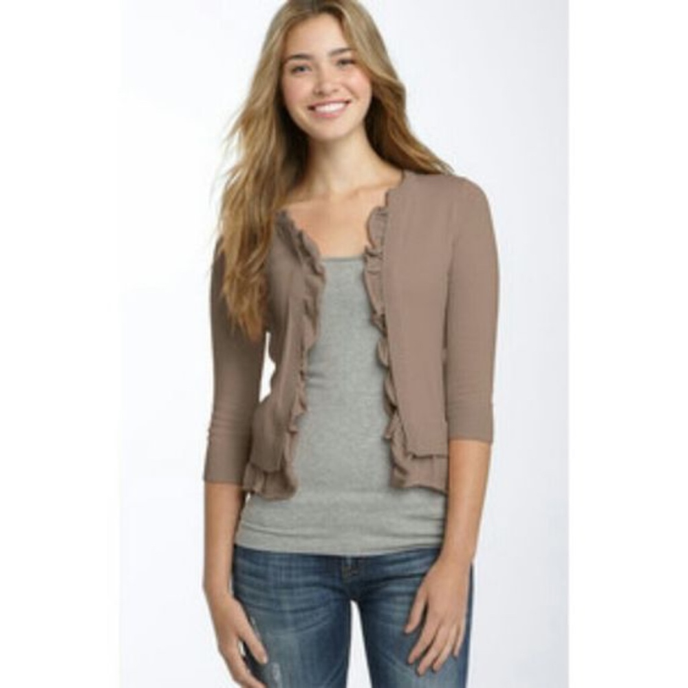 Frenchi Cropped Ruffle Cardigan
